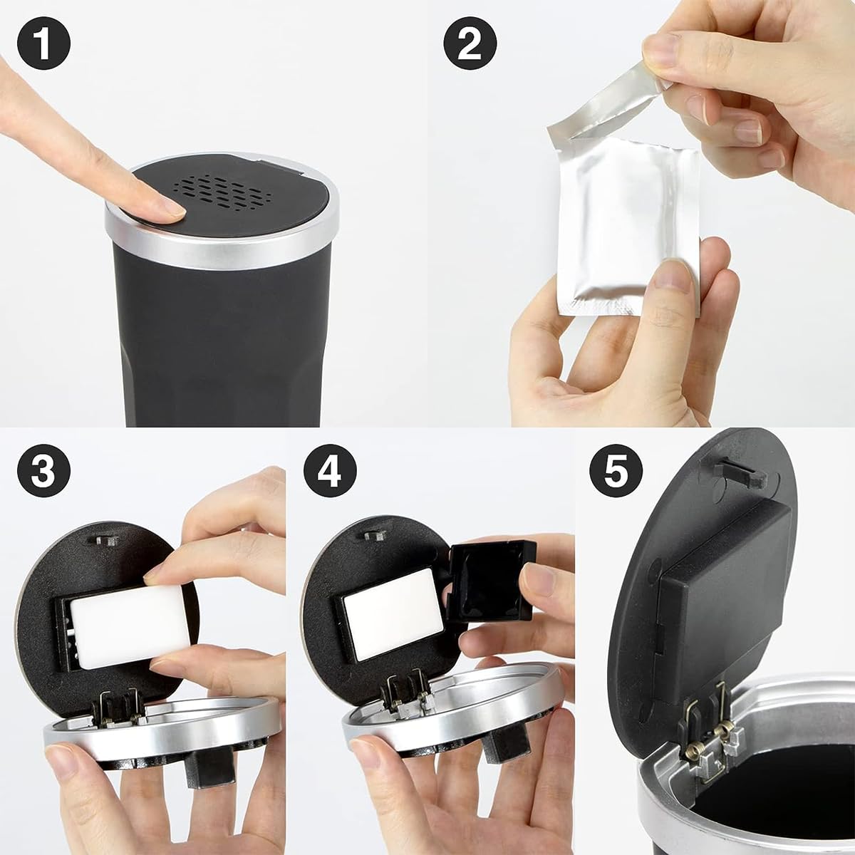 STHIRA Car Dustbin for Vehicle and Travel with Press Lid and 3 Aromatherapy Tablets | Leakproof ABS