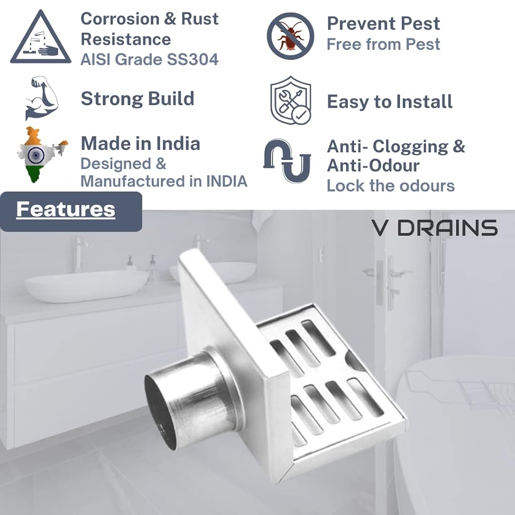 HASTHIP® Drains 75mm Outlet Roof/Balcony/Terrace/Bathroom/Side