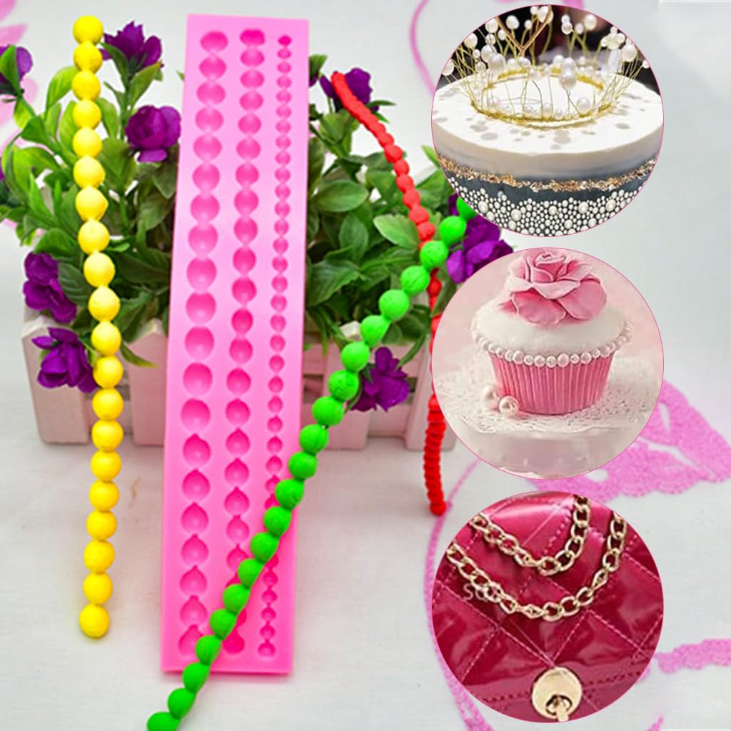 HASTHIP Rope Bead Silicone Fondant Mold for Cake Decoration featuring Triple Row Design | Food Safe Flexible Silicone for Creative Baking and DIY Crafts