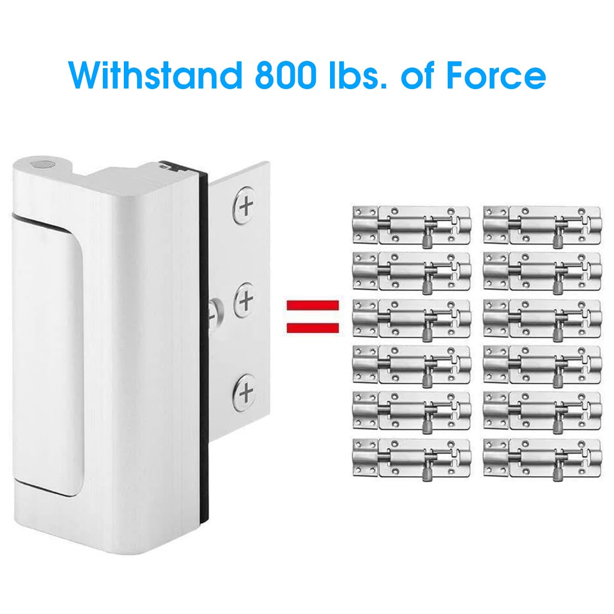 Supvox Home Security Door Reinforcement Lock with 5 Screws for Inward Swinging Doors | 800 lbs Aluminum Alloy Child Proof Latch