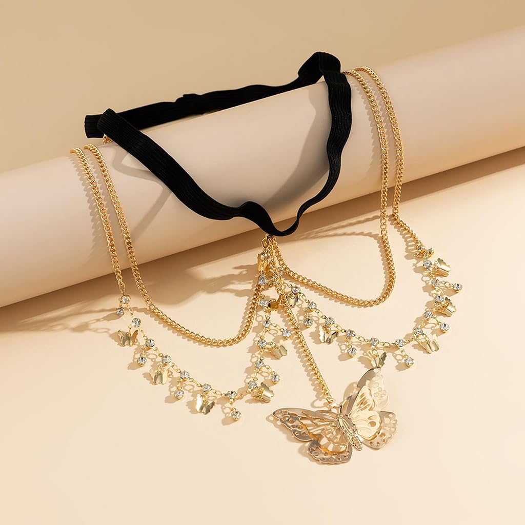 SANNIDHI Leg Chain for Women featuring Elastic Adjustable Band and Butterfly Charm | Ideal for Summer Dance and Beach Festival Outfits