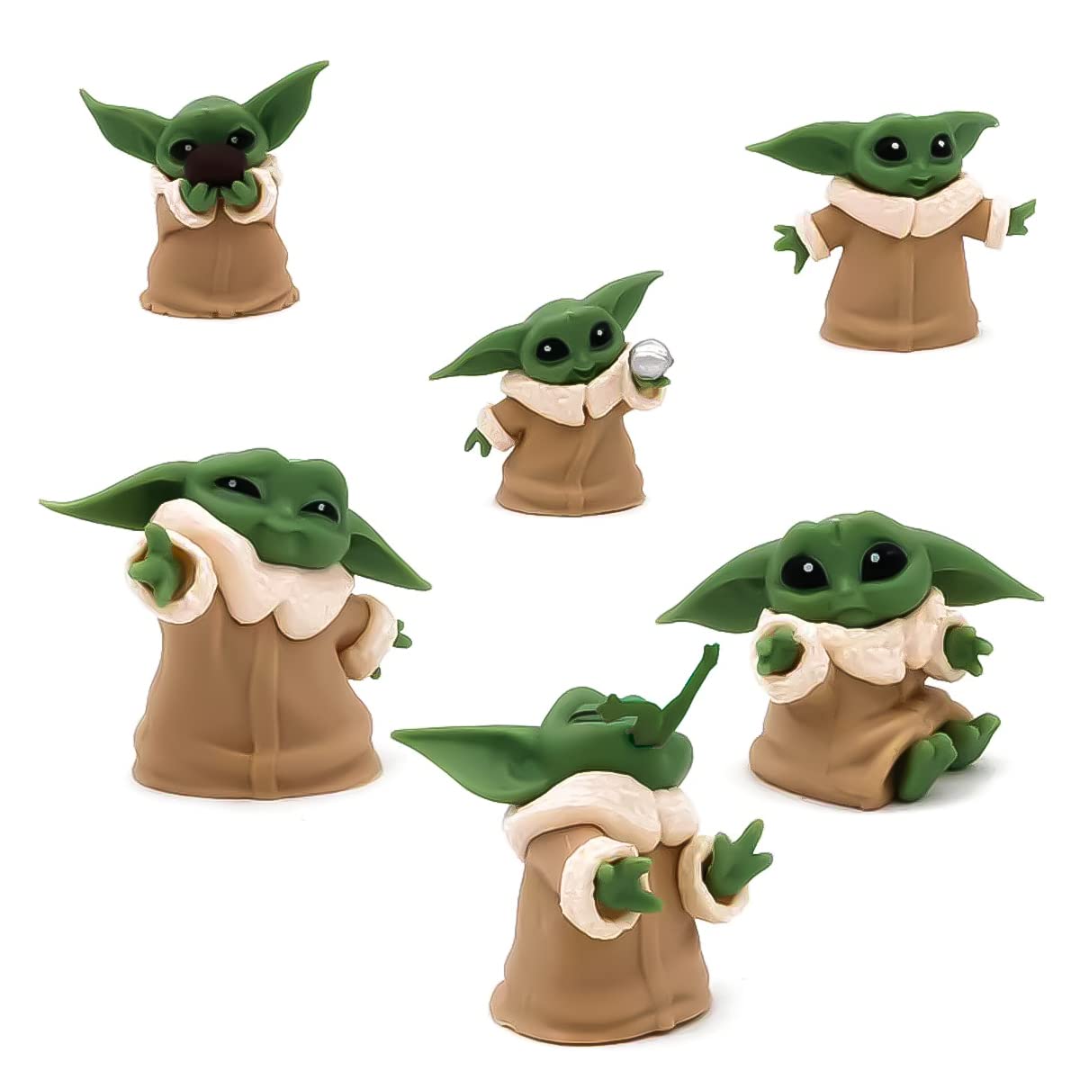 PATPAT® Baby Yoda 6Pcs PVC Baby Yoda Soft Toy 2-2.4 inch Yoda Model Toys for Kids Adult Star Wars Yoda Figures Toy Set Birthday Gift for Kids Cute Desk Decoration for Office Home