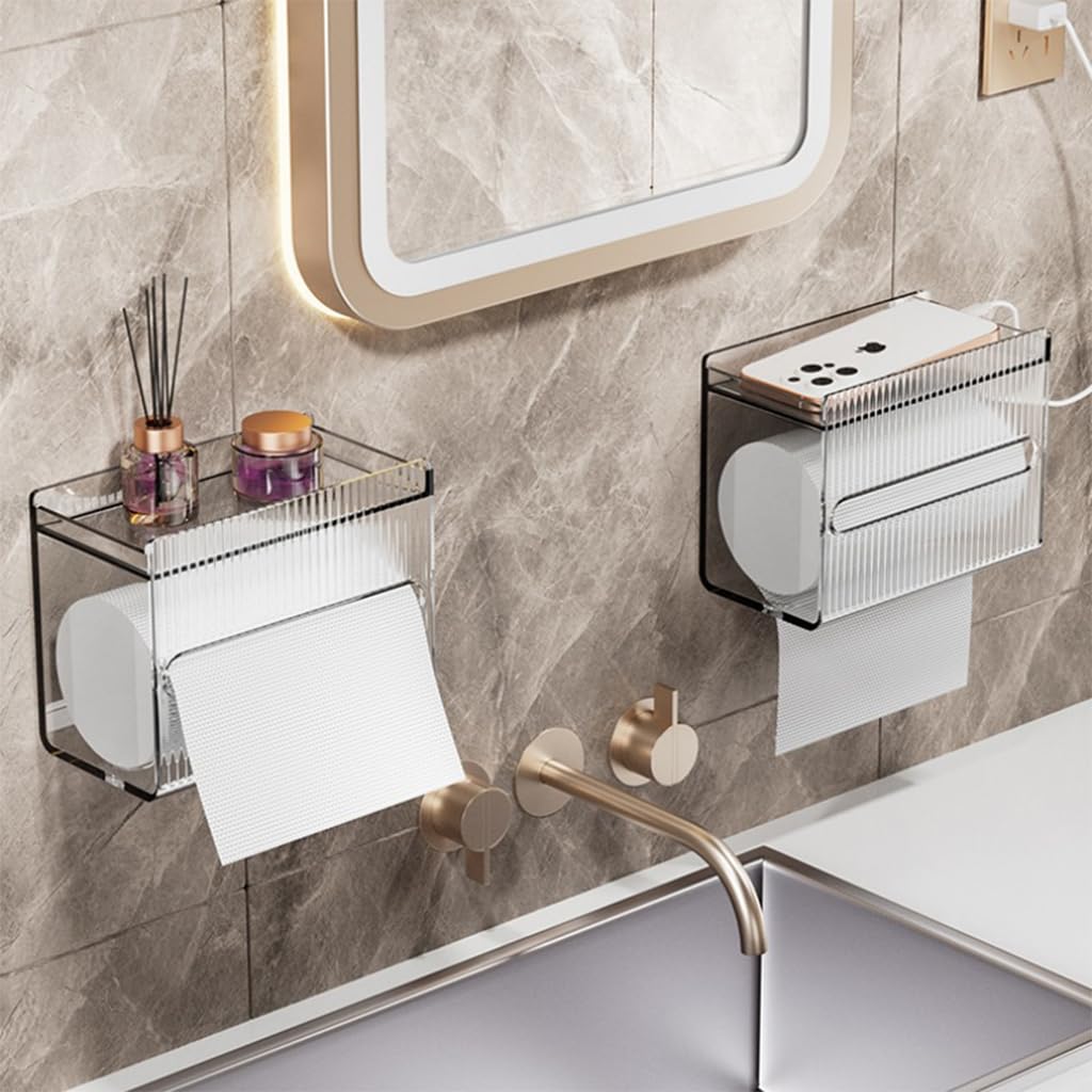 Supvox Wall Mount Toilet Paper Holder for Bathroom and Kitchen featuring Clear Acrylic Design