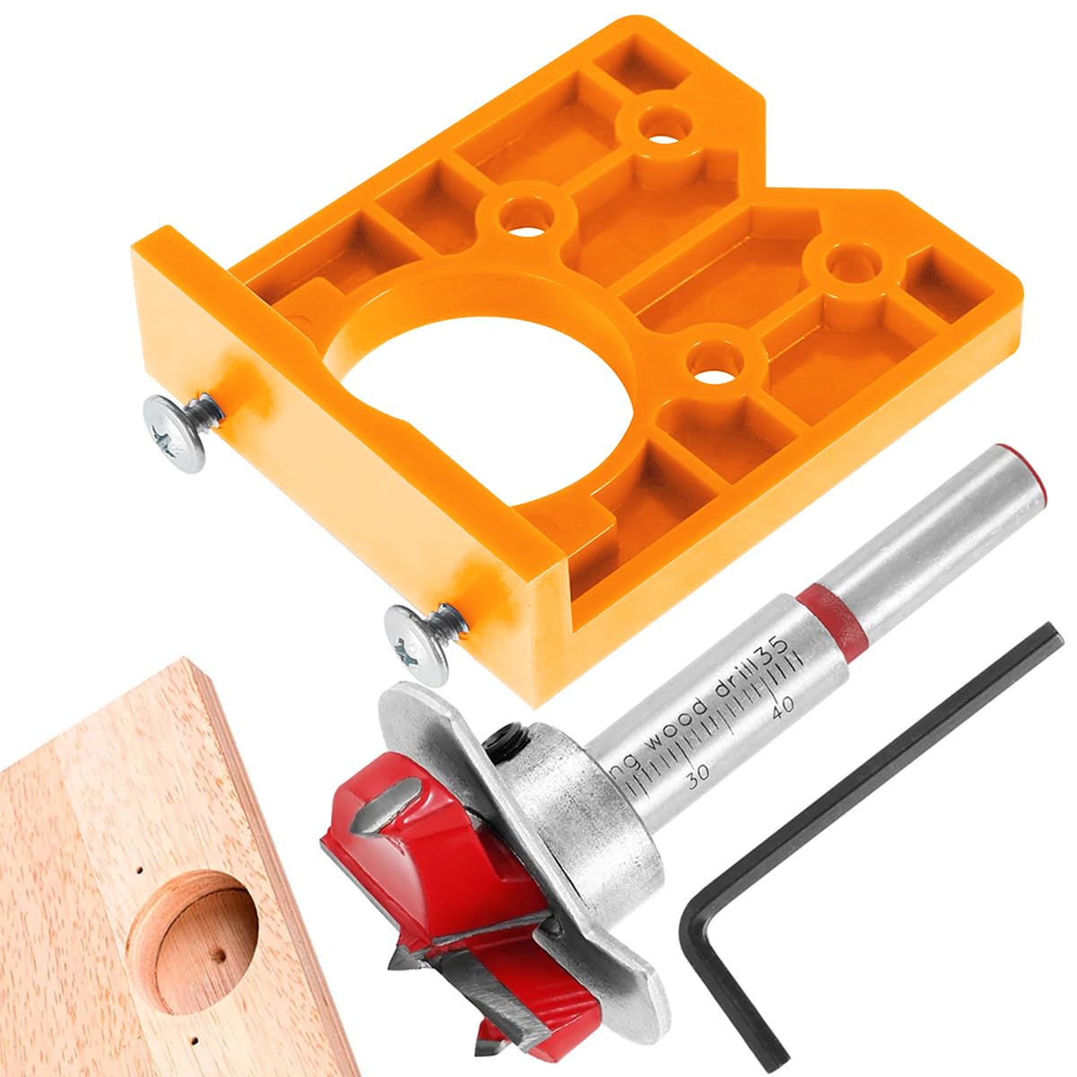 Serplex 35mm Hinge Hole Drilling Guide for Cabinet Doors with V Locator | Metal Woodworking Jig