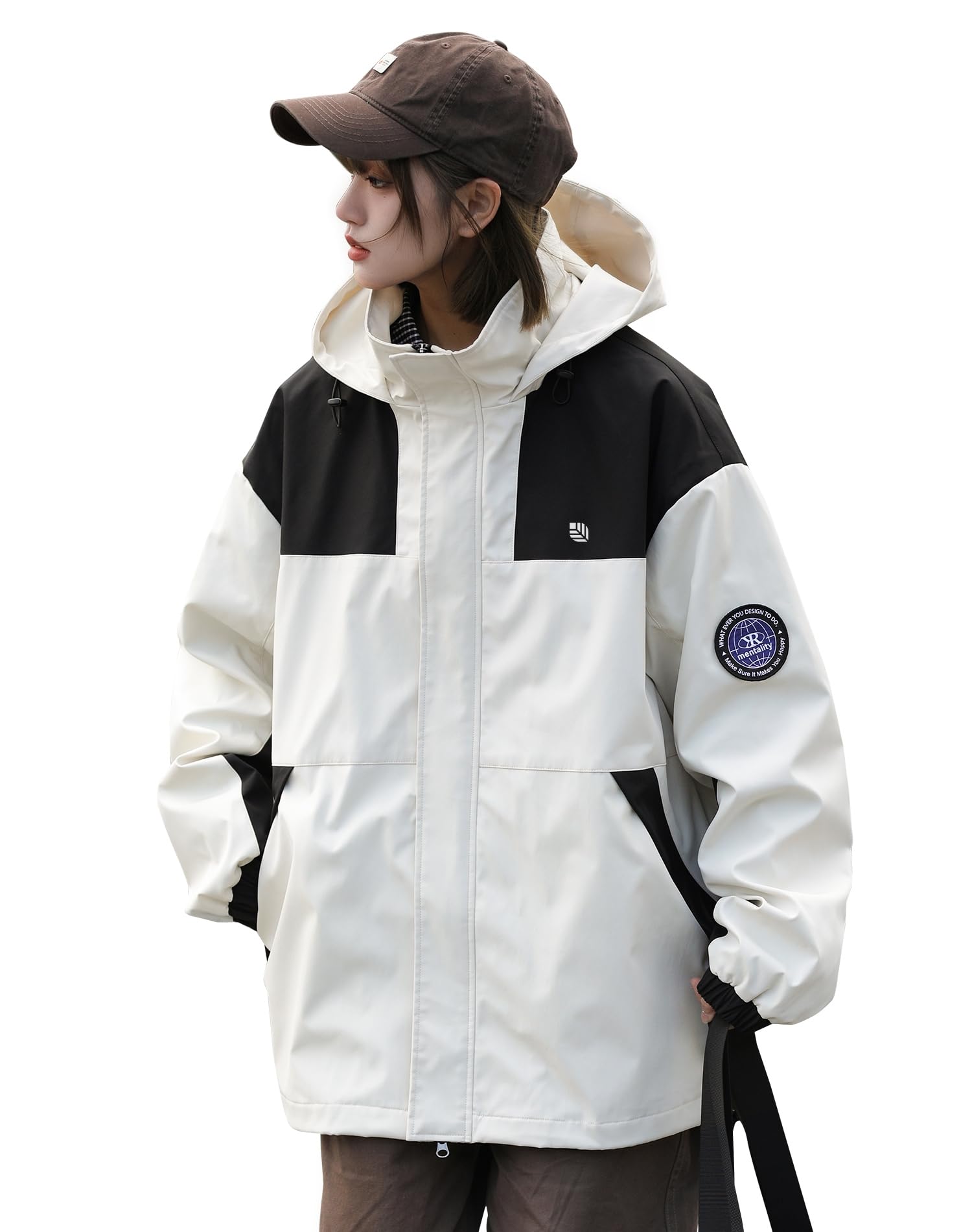 Venzina Women's Softshell Jacket for Hiking and Travel with DIY Patches | Waterproof Windproof Light Khaki