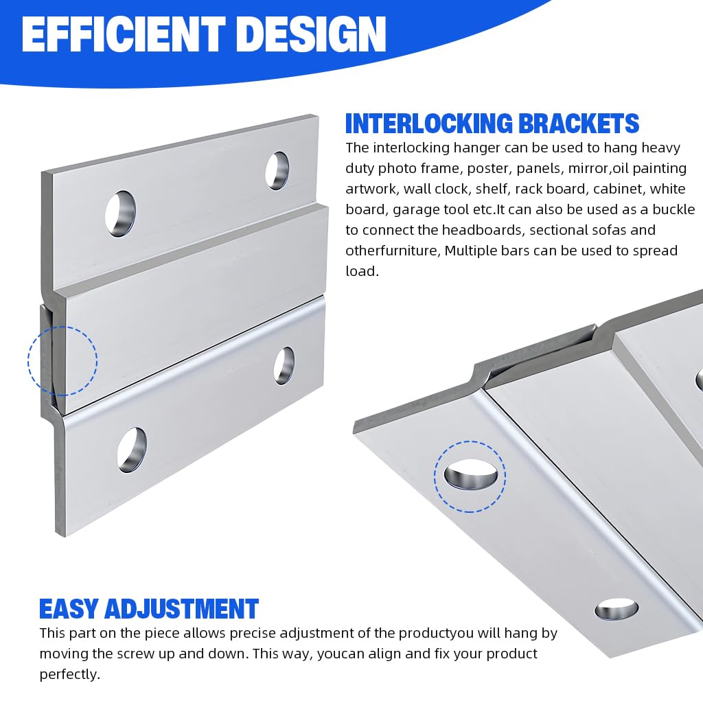 Serplex Cleat Hanger Kit 2 inch 2 Pairs for Wall Frames with Invisible Screw Mount | Aluminum 30lb Duty
