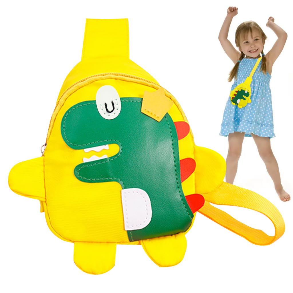 SNOWIE SOFT Kids Chest Bag Fashion Chest Bag for Kids Outdoor Travel Bag Cartoon Print Yellow Mini Crossbody Bag for Kids Sling Water Bottle Bag Shoulder Bag for Boys Girls