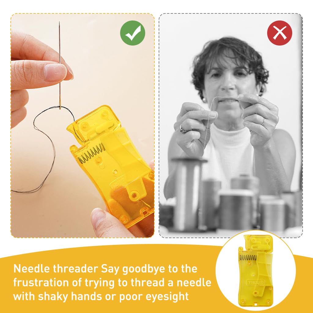 HASTHIP Automatic Needle Threaders for Hand and Machine Sewing with Finger Grip Design | 5pcs Lightweight Plastic Set