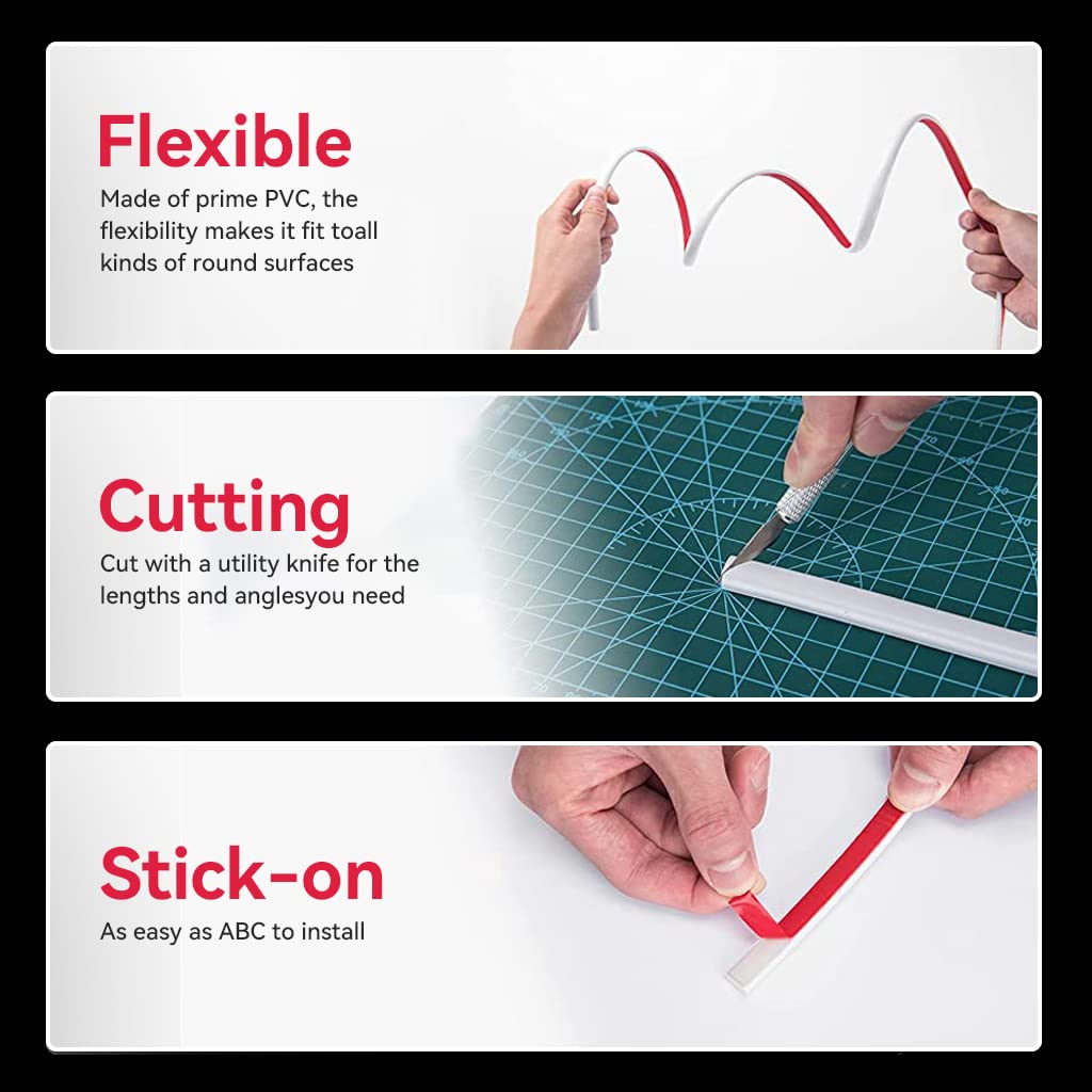 HASTHIP Wall Sticker Trim for Kitchen Backsplash and Tile Edges featuring Self-Adhesive PVC | 10 Ft White Peel and Stick Baseboard