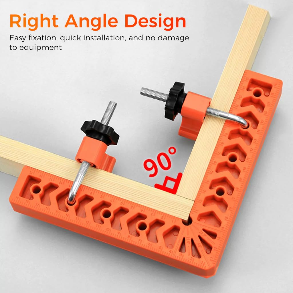 Serplex® 90 Degree Carpenter Square Positioning Tools, 3'' & 4'' Right Angle Positioning Tool with 8 Clamps Carpenter Tools For Wood Work Corner Clamps Woodworking Tool for Pictures Frames, Cabinets