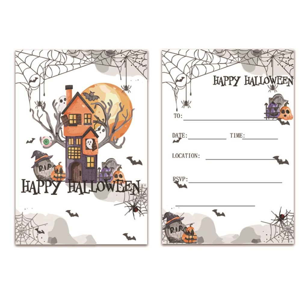 Climberty® 10 Packs Halloween Party Invitation Cards - Festive Trick or Treat Greeting Cards, Double Side Halloween Party Invitations Trick Greeting Cards for Friends, Family, Classroom Celebrations