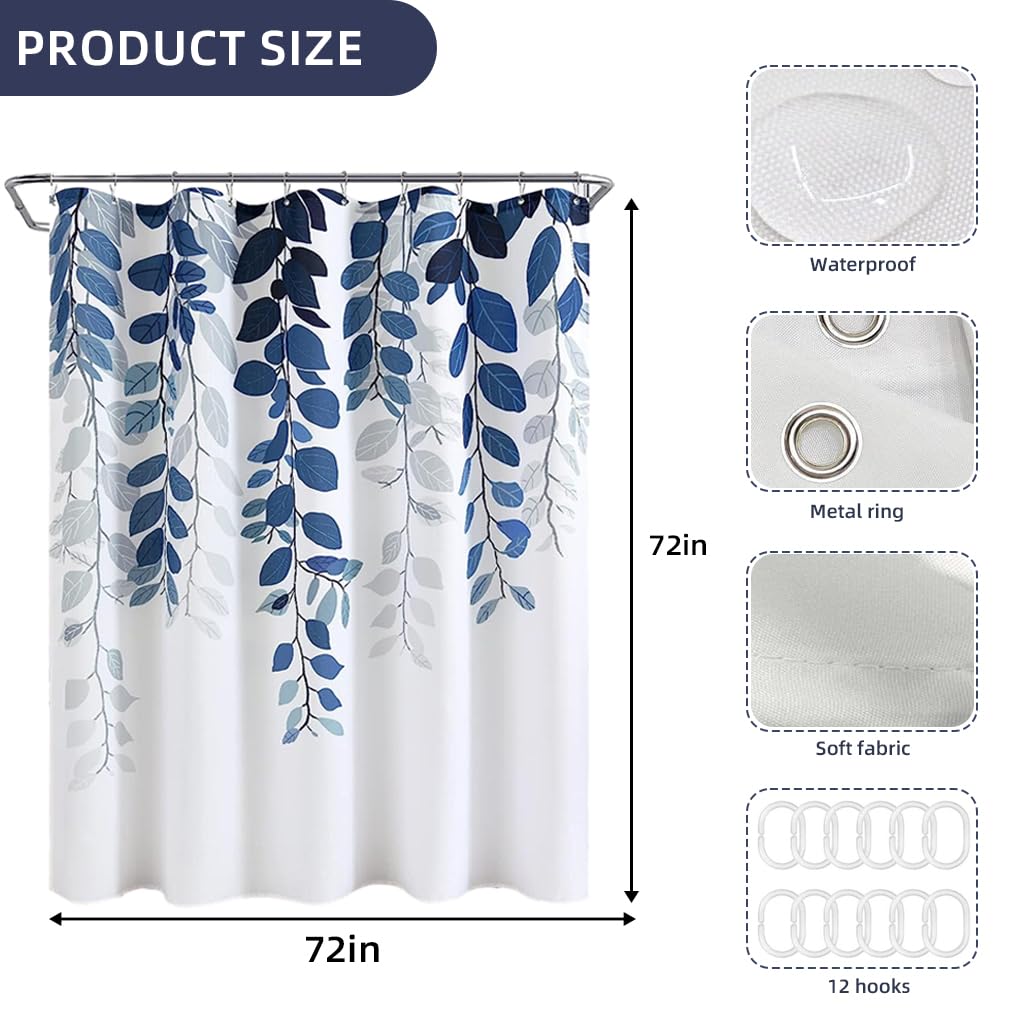 HASTHIP Shower Curtain for Bathroom Decor with Weighted Hem and 12 Hooks | 180×180 cm Waterproof Polyester