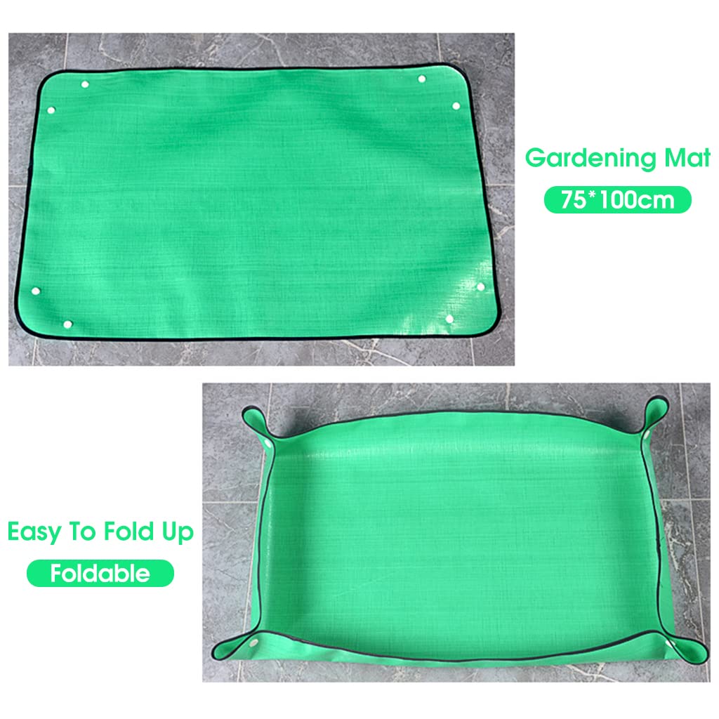 HASTHIP 75*100CM Gardening Mat for for Indoor Bonsai Succulent Plant Care, Waterproof and Foladable PE Garden Mat for Watering Grassland Balcony Nursery Potting and Transplanting Mat Plant Seedling