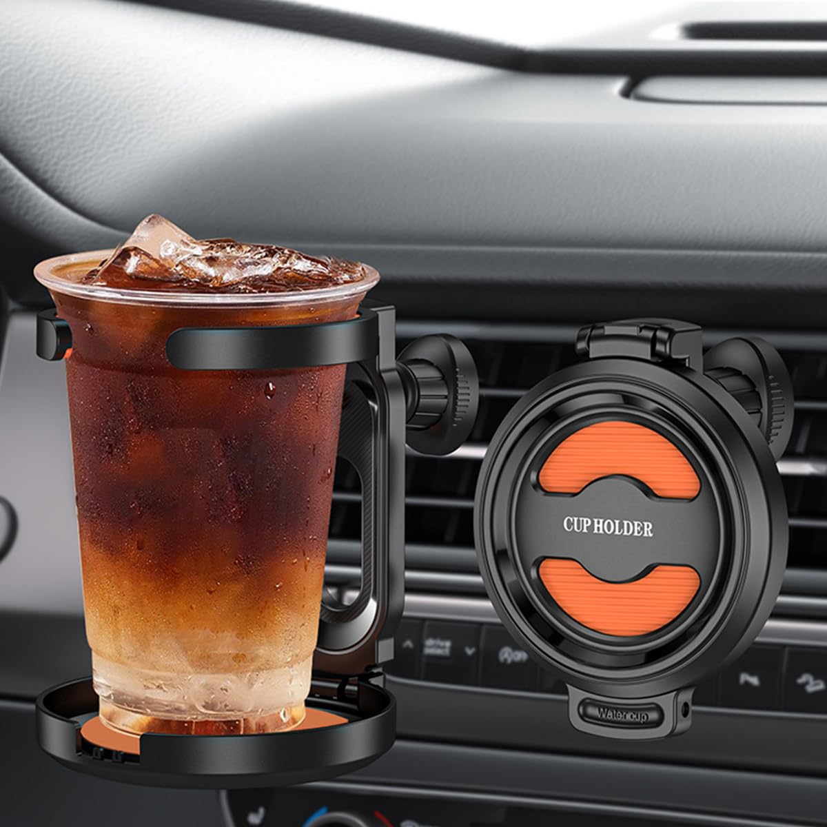STHIRA Car Cup Holder for Air Vent with Folding Detachable Design and Anti Skid EVA Liner | 2 Pcs ABS Bottle Holder