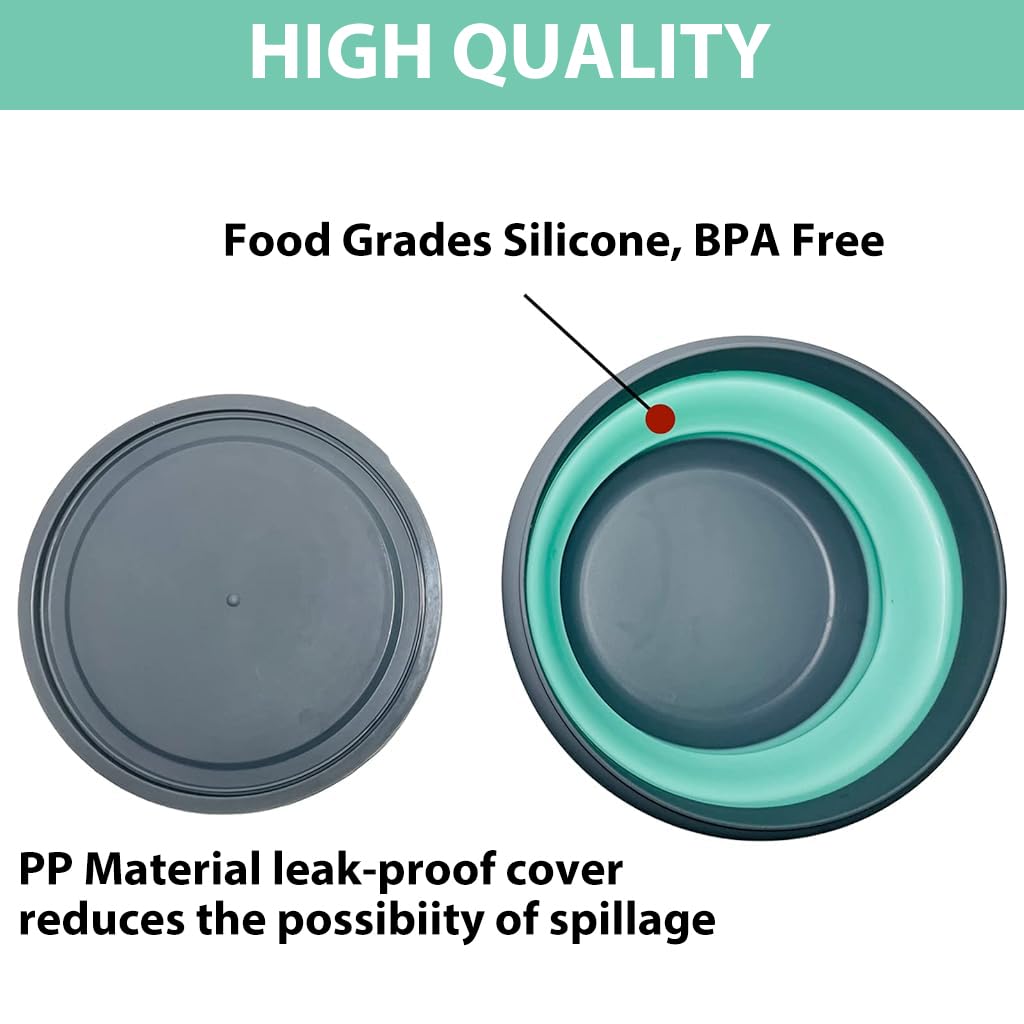 HASTHIP Collapsible Bowl Set for Camping and Travel featuring Leak Proof Lids and 3 Sizes 300ml 650ml 900ml