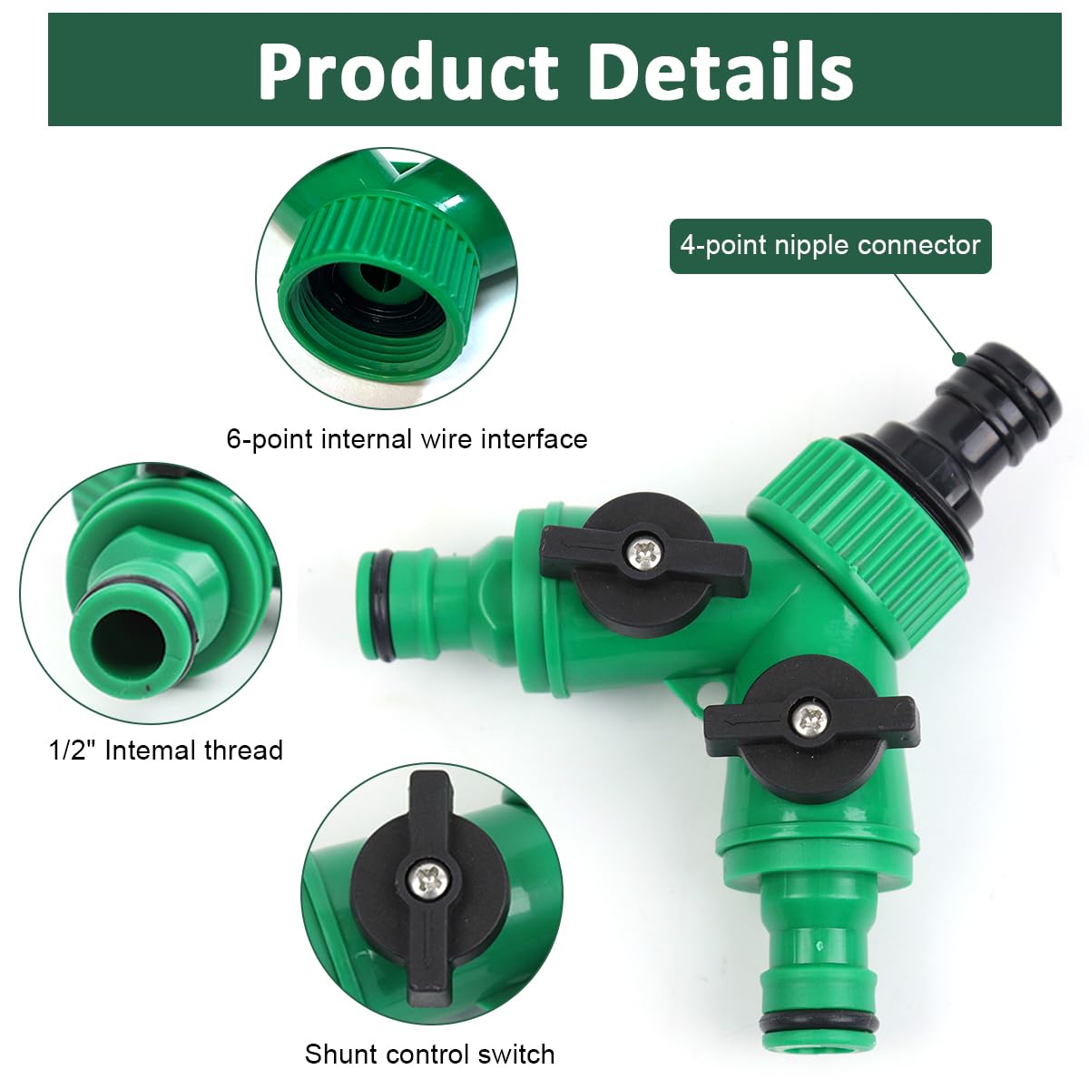 HASTHIP Garden Hose Splitter for Efficient Watering with Dual Valves and ABS Build | Leak-Free Connection