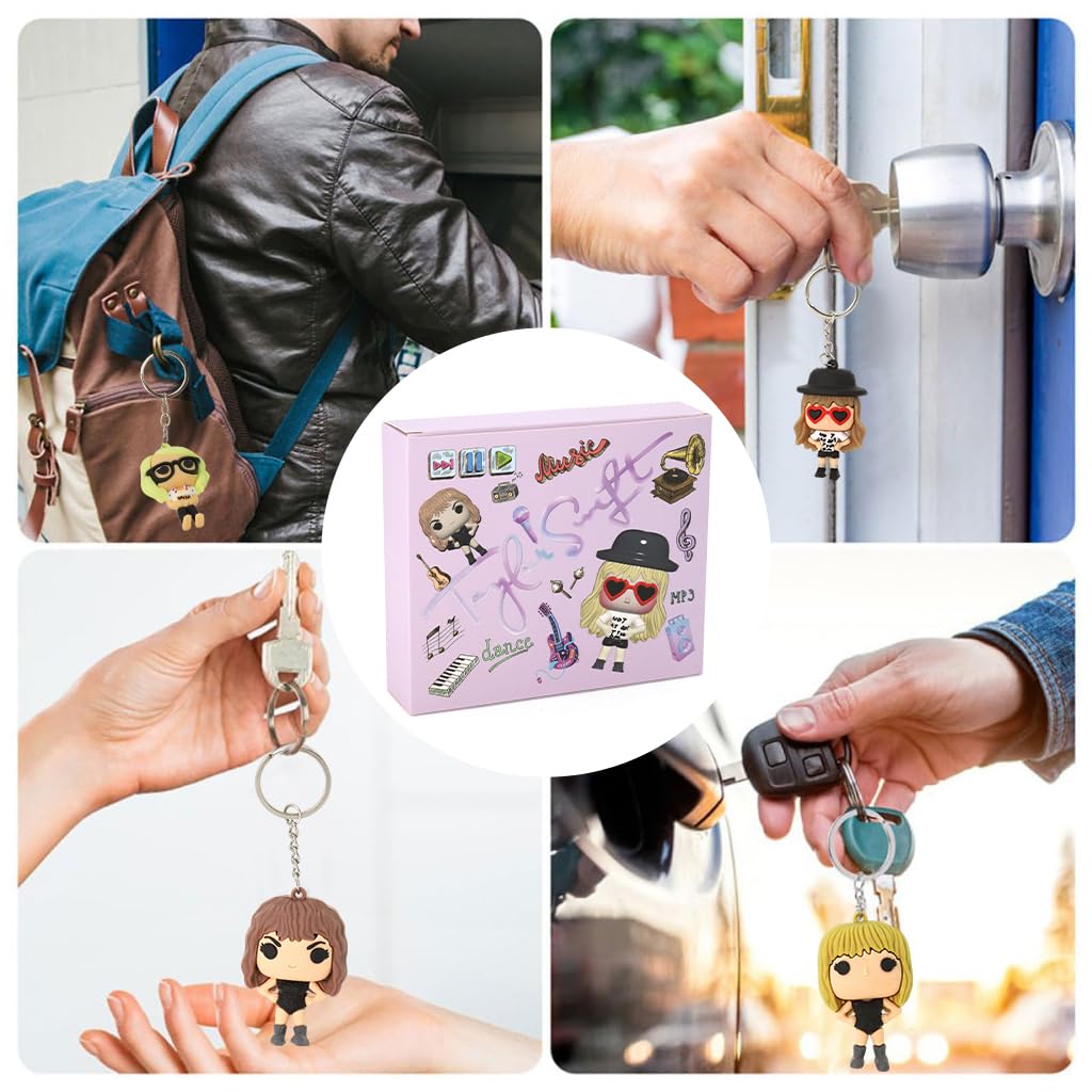 HASTHIP Silicone Taylor Keychain Set of 4 for Backpacks and Gifts | Cute Cartoon Collectible