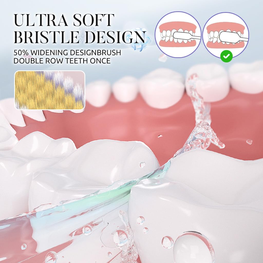 HANNEA Toothbrush Set 4 PCS for Adults with Ultra Soft 0.18mm Bristles and 3 In 1 Tongue & Face Cleaner