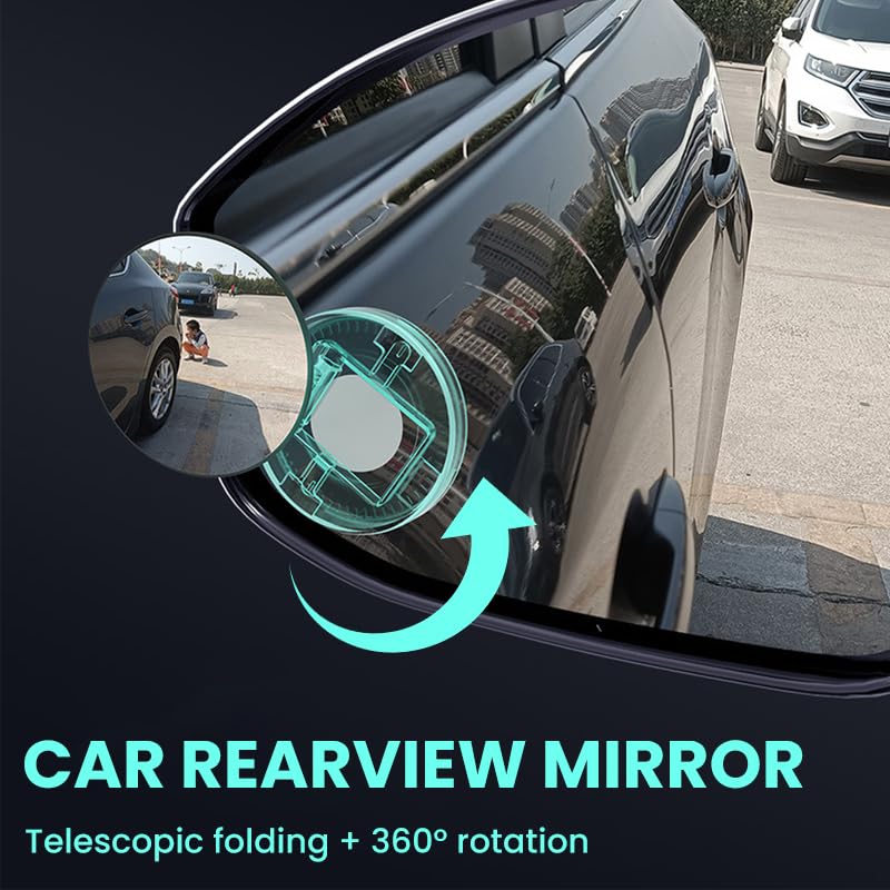 STHIRA® Car Accessories: Vacuum Suction Rear View Mirror, 360 Degree Adjustable Circular Mirror - Avoid Blind Zones for Secure Driving