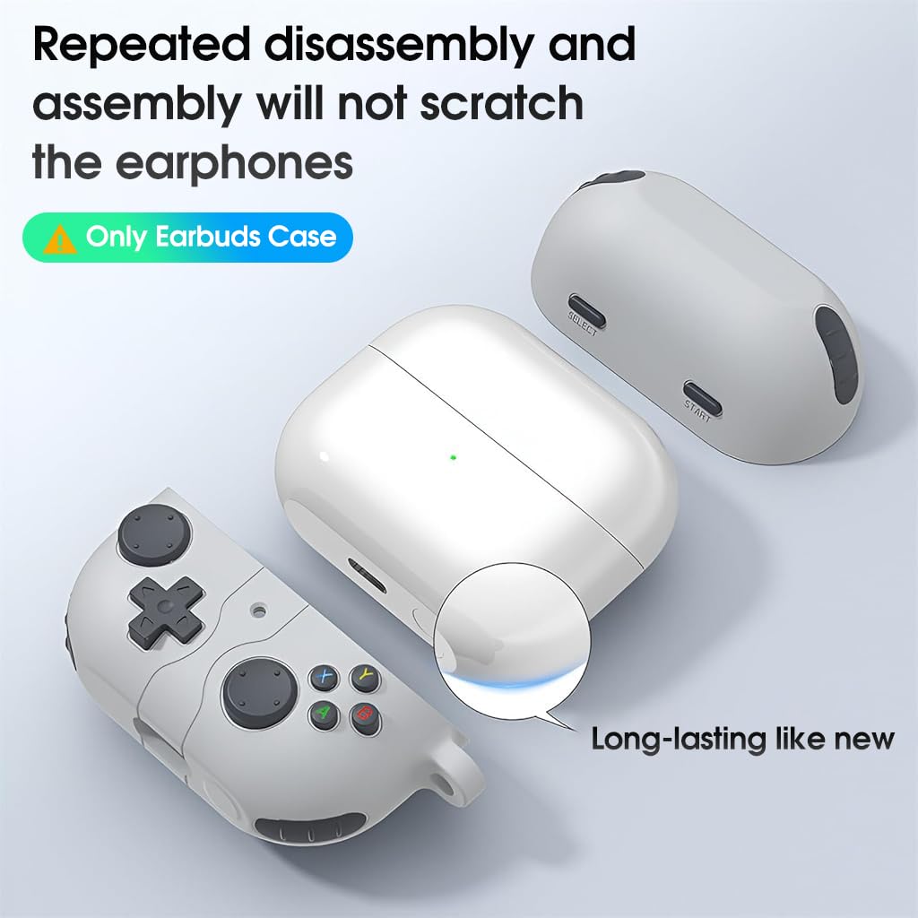 ZORBES Earbuds Case Cover for Samsung Galaxy Buds 3 with Carabiner featuring Retro Gaming Design | Grey Silicone Protective Skin