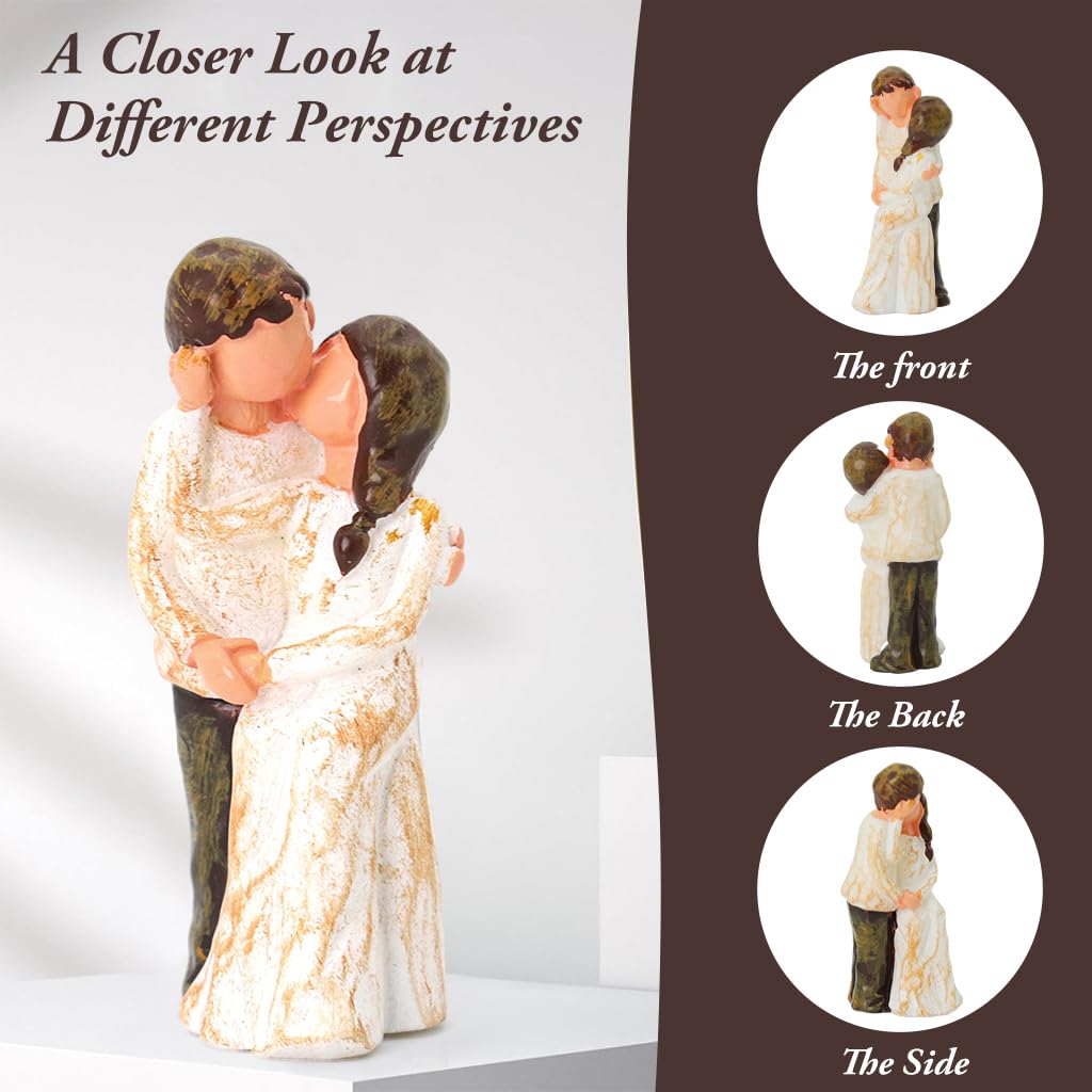 Proberos Mini Couple Kissing Statue for Desk Decor featuring 2.4 in Resin Art | Romantic Gift