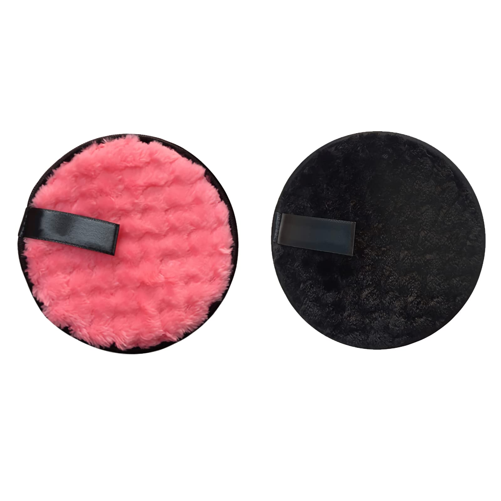 MAYCREATE® 2 Pcs Makeup Remover Cleansing Pads Set, Reusable Soft Double-Side & Easily Remove Stubborn Face Or Eye Makeup & Suitable For Dry Oily Skin Type - Pink & Black