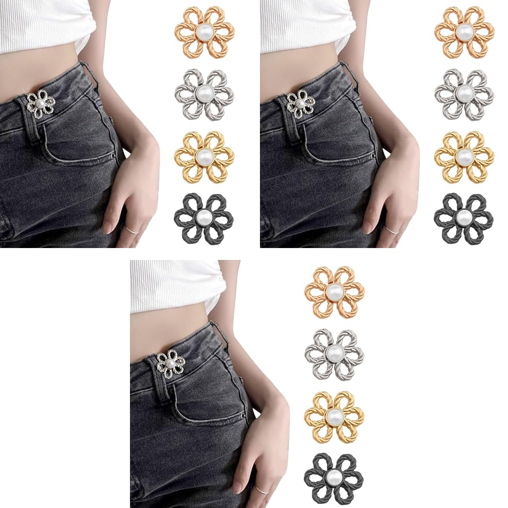 SANNIDHI Jeans Tightening Clips for Loose Pants and Skirts featuring Adjustable Waist Buckle 4 Pairs