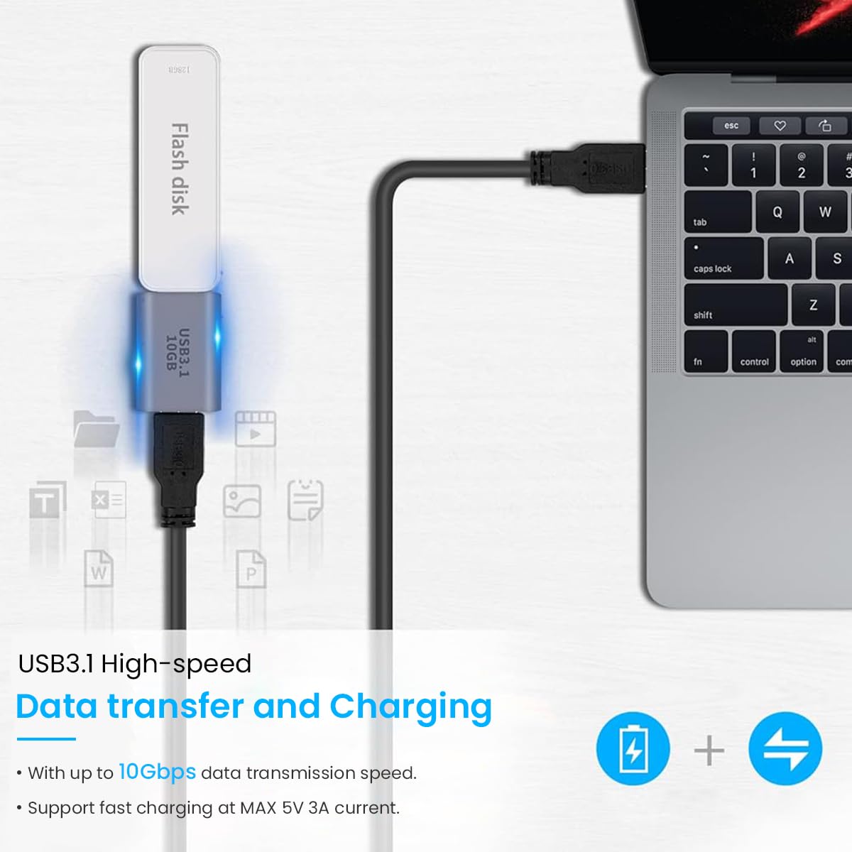 Verilux USB C Female to USB Female Adapter for Laptops and Tablets featuring 10Gbps Data Transfer & 20W OTG Charging | Compact Plug and Play Connector