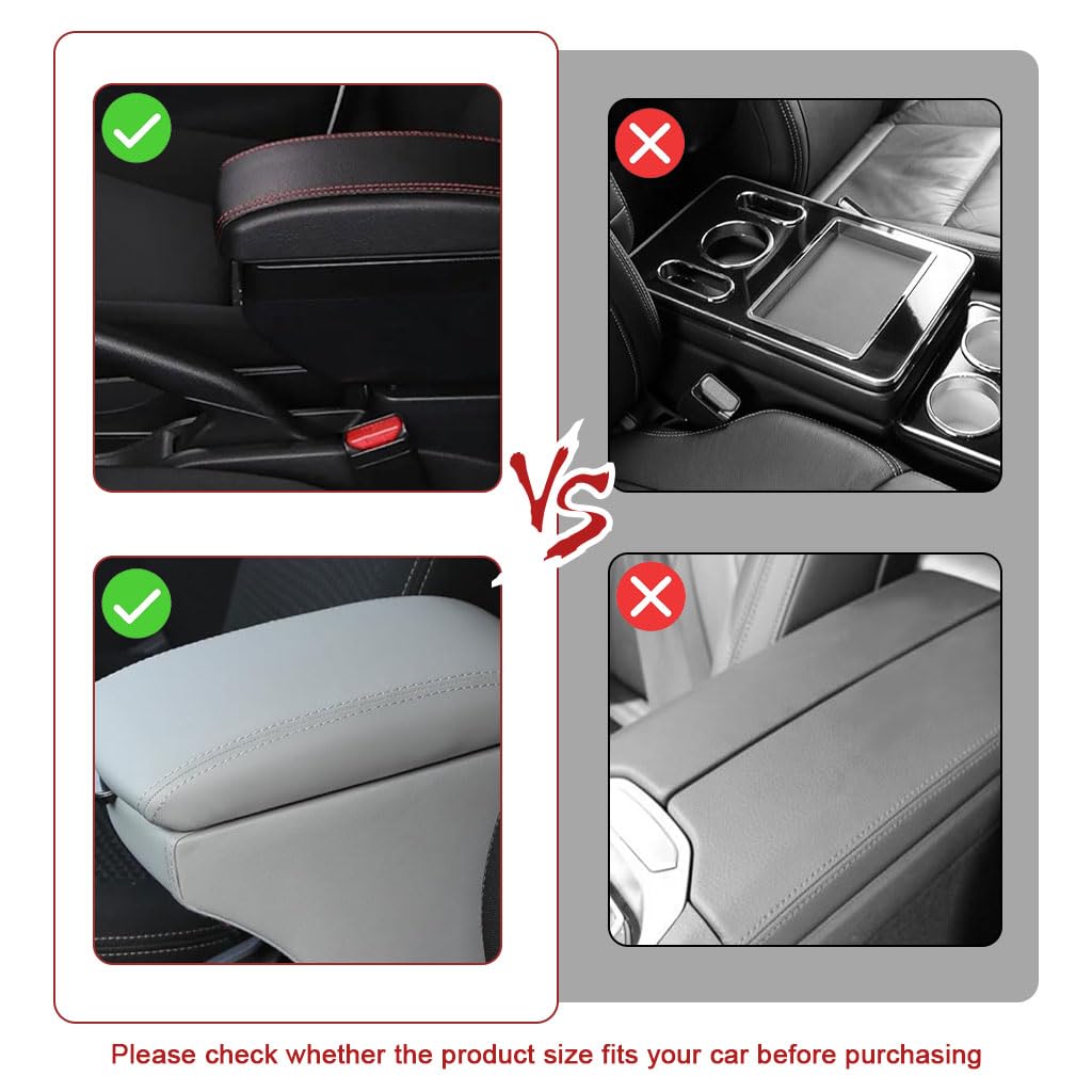 STHIRA Car Armrest Cushion for Comfort and Protection with Dual Mobile Pockets | PU Leather Universal Fit