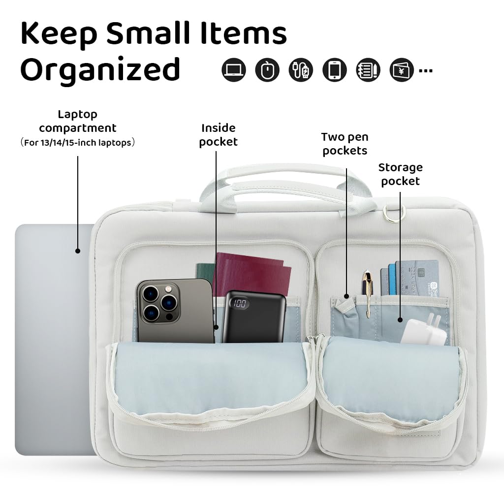 Zibuyu Laptop Bag for 14.1–15.4 inch Devices with 360° Protection and Waterproof Fabric | Office Messenger for Men and Women