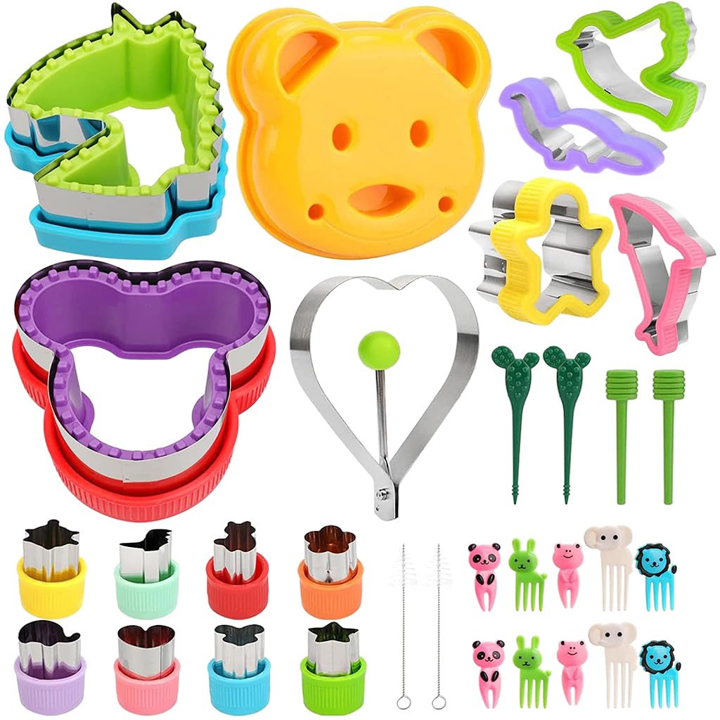 HASTHIP Cookie Cutter Shapes Set for DIY Baking with One Push Demold Tool | 32 Pcs Stainless Steel for Kids