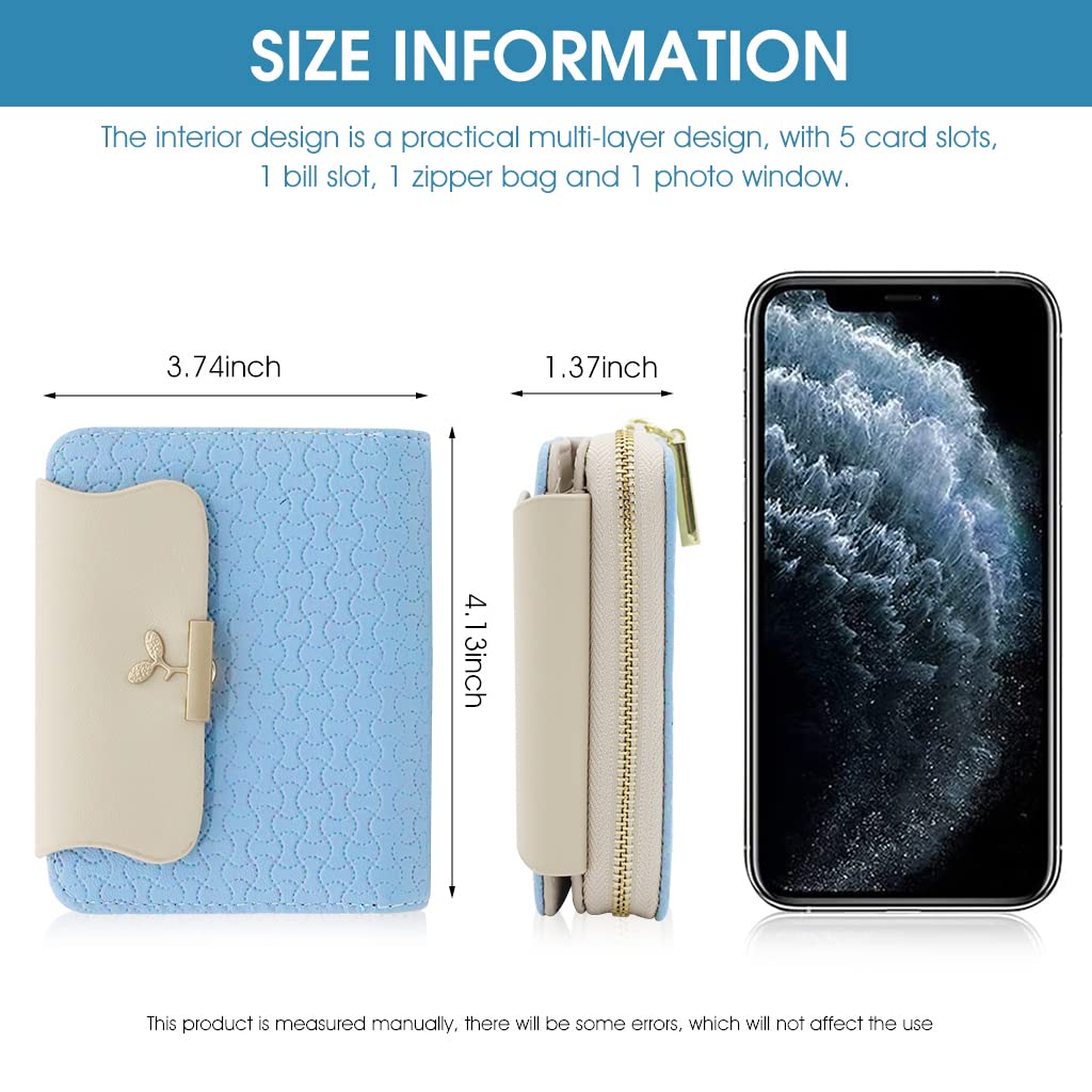 PALAY Mini Wallet for Women with Zipper Bifold Card Holder 12×9×3 cm PU Leather Purse