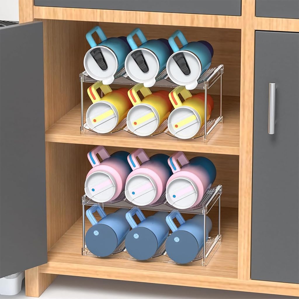 Supvox Tumbler Cup Holder Organizer Rack for Countertop featuring Three Tier Design | Holds up to 9 Cups and Fits Stanley 20–40oz