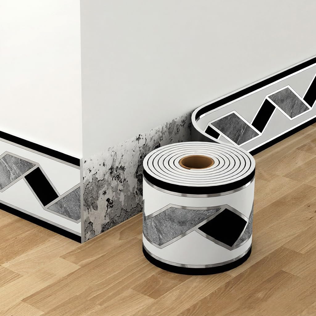 HASTHIP Self Adhesive Molding for Wall Designs with 16.4ft Length and Waterproof PVC | Geometric Pattern Trim