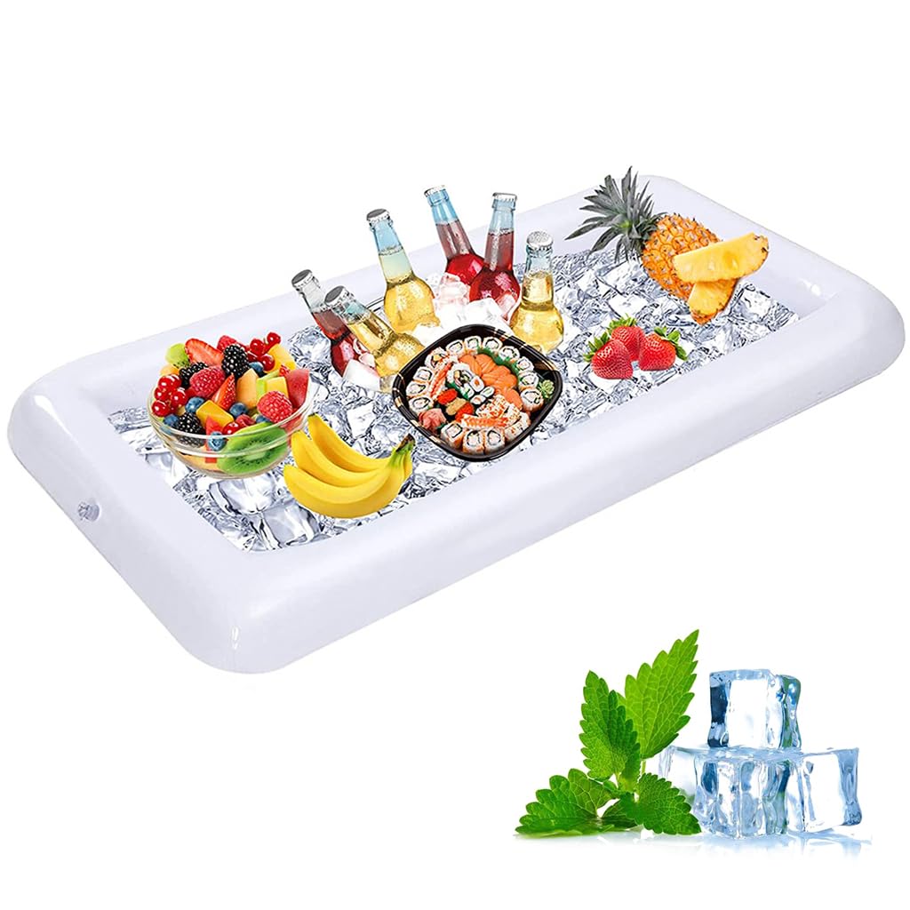 Proberos® Inflatable Ice Pool for Party Liquor Serving Buffet Ice Serving Buffet Bar with Drain Plug BBQ Picnic Pool Party Supplies Buffet Salad Food & Drinks Tray, 53x25.6 inches