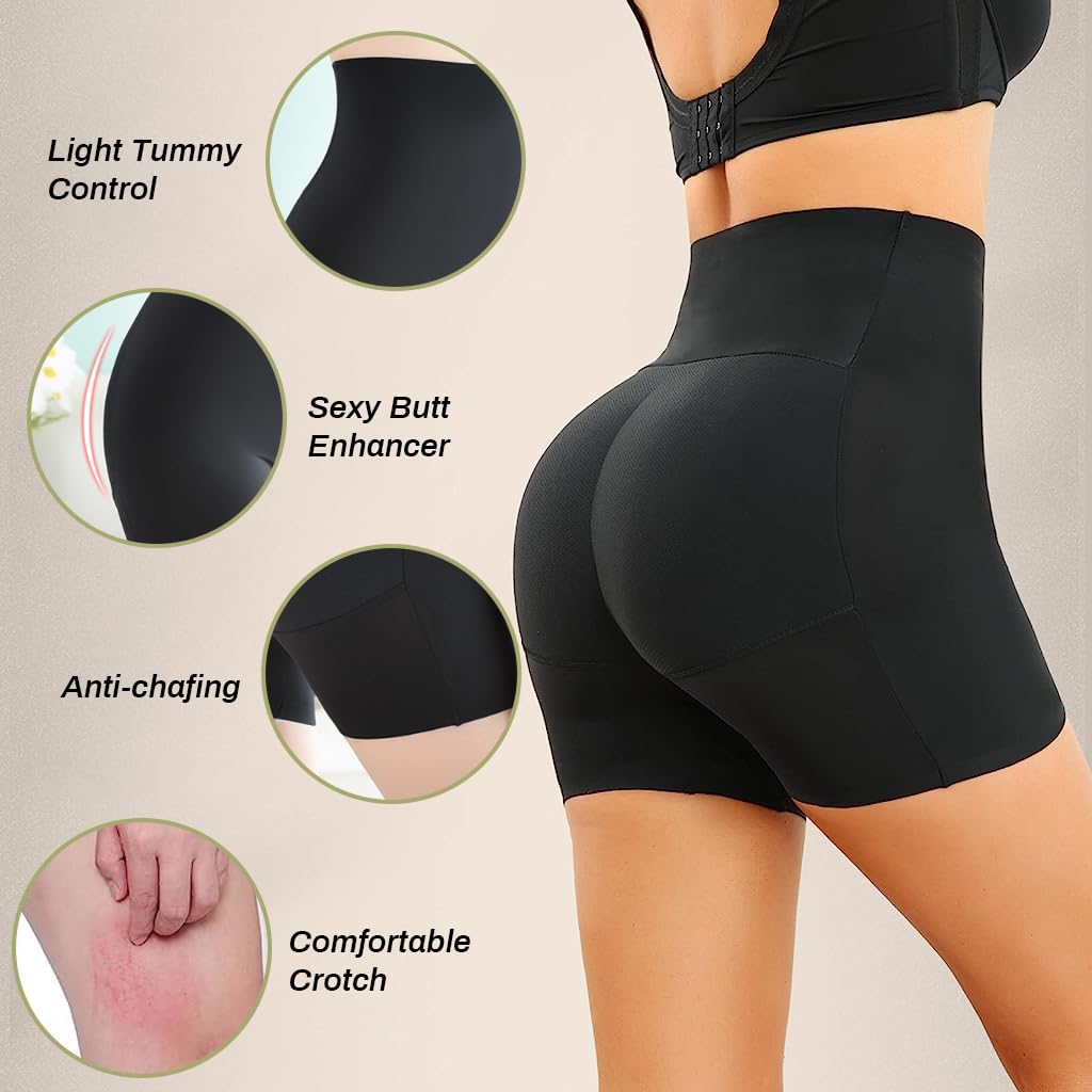 PALAY Butt Lifter Padded Underwear for Women with 3D Hip Pads | Seamless Tummy Control 3PCS Black