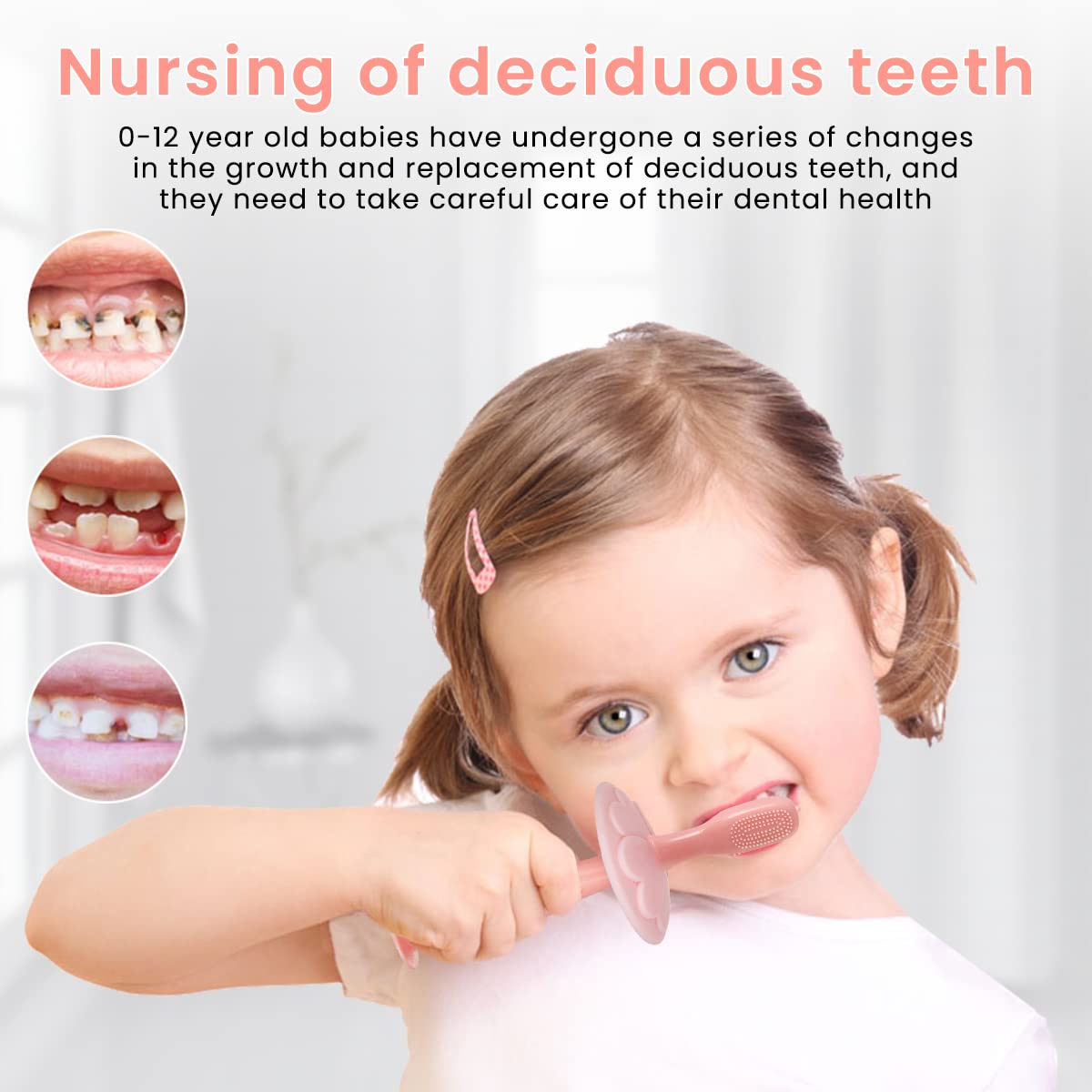 SNOWIE SOFT Baby Brush for 0–2 Years with 3 Switchable Heads and Anti Choking Shield | Soft Food Grade Silicone Toothbrush and Tongue Cleaner