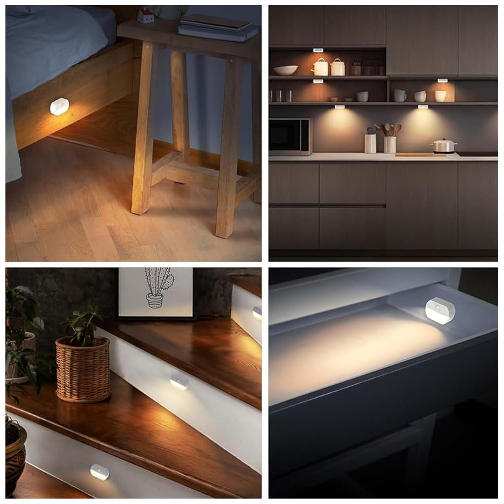 ELEPHANTBOAT Motion Sensor Light for Home with 120° Detection | 4PCS LED Warm Night Lamp