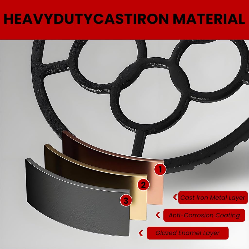 Supvox Gas Saver Stand for Wok Stability with 8 in Cast Iron Support Ring | Even Heating