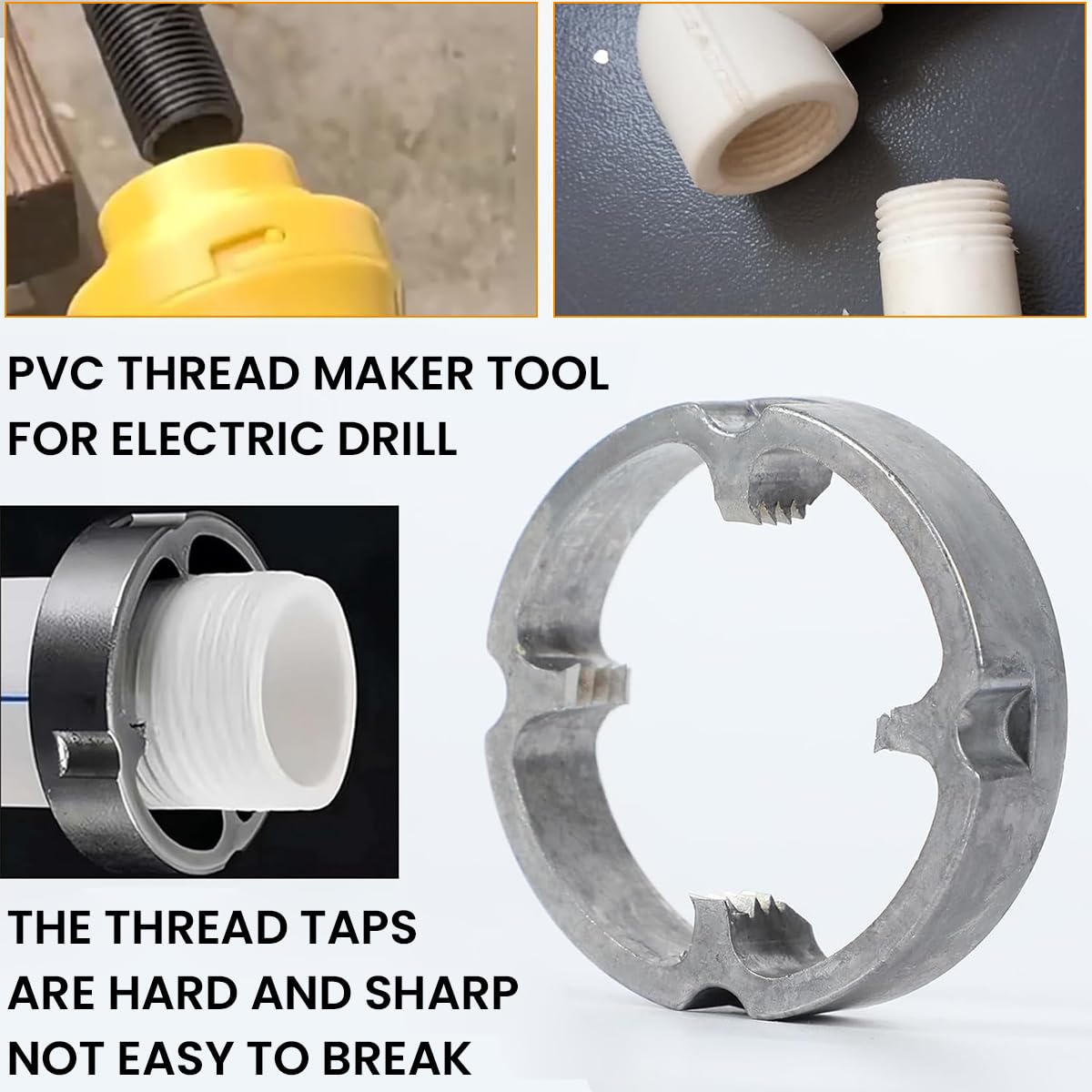 Serplex Pipe Threading Dies for PVC and Plastic Pipes with Snap-On Design | 3 Sizes 1/2