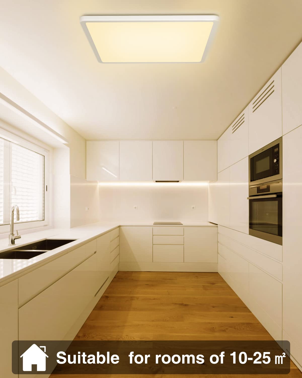 ELEPHANTBOAT LED Ceiling Light for Room with 24W 6500K Cool White Brightness | 30×30cm Square Flush Mount