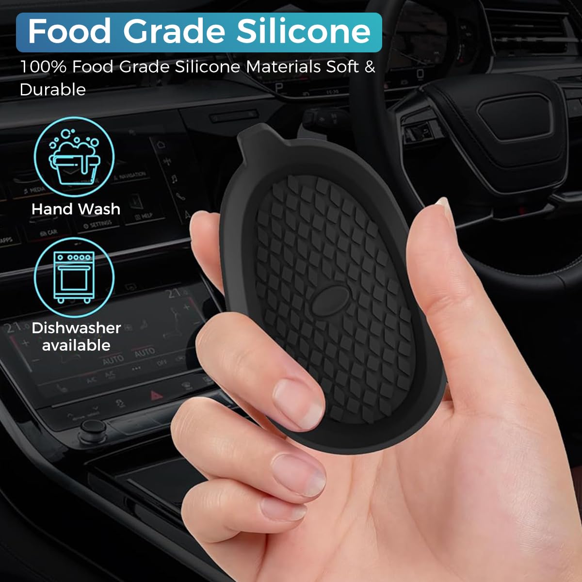 STHIRA Car Coasters for Cup Holders with Non Slip Recessed Design | 4Pcs Silicone Set