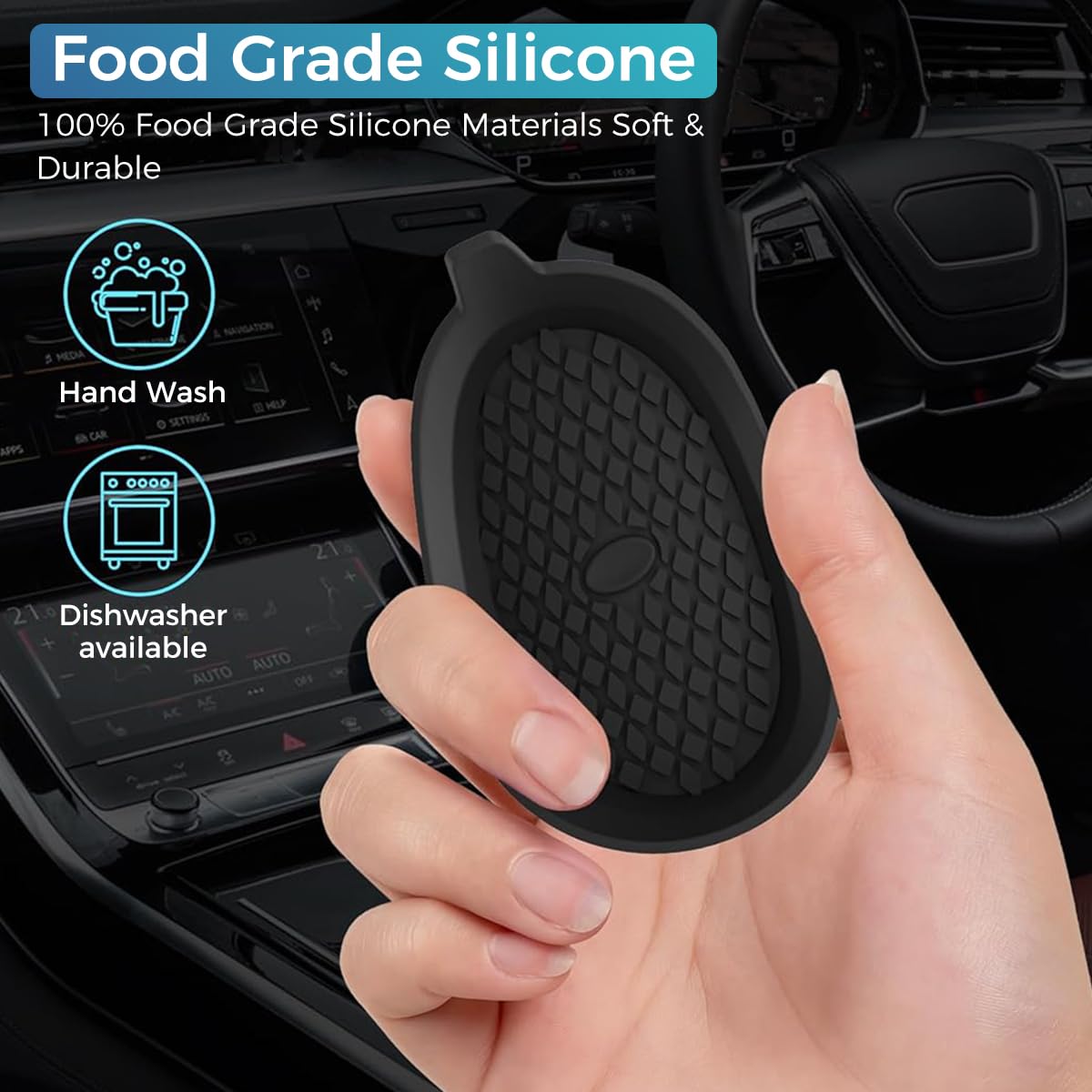 STHIRA® 4Pcs Car Coasters Silicone Non-Slip Recessed Car Cup Holder Insert Mats Cup Holder for Car Universal Quality Car Accessories Interior Protects Against Spills and Dust Ideal for All Vehicles