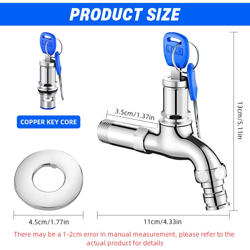 HASTHIP Safety Water Faucet Lock for Outdoor Use with 1/2 in Thread and Key Mechanism | Heavy-Duty Alloy Construction