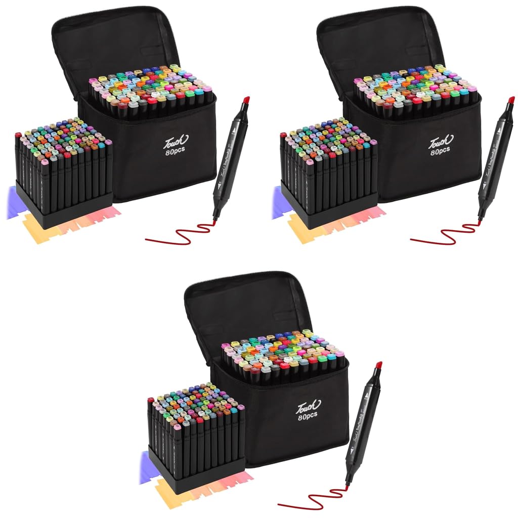 HASTHIP Alcohol Markers for Coloring DIY Crafts with 80 Colors and Dual Tips | Artists Drawing Set