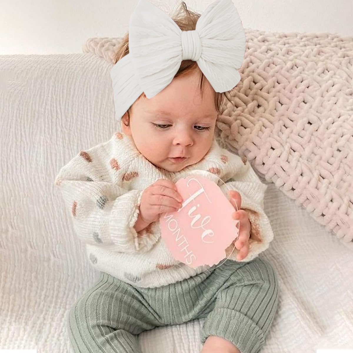 SNOWIE SOFT Hair Bands for Baby Girls featuring 3Pcs Nylon Knotted Bow Set in 3 Colors