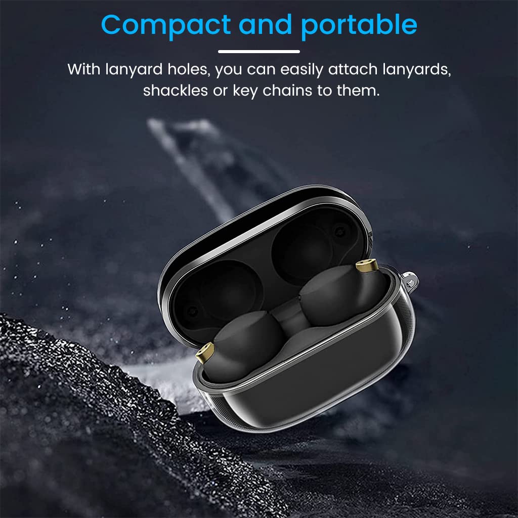 ZIBUYU Clear Soft Silicone Case for Sony WF-1000XM4 featuring 2mm protection and lanyard hole | Slim transparent anti scratch cover