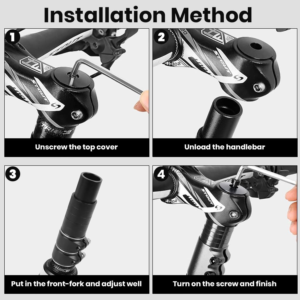 Proberos Bike Stem Riser for Road and Mountain Bikes with Double Screw Lock | 10 cm Adjustable Aluminum Alloy Handlebar Extension