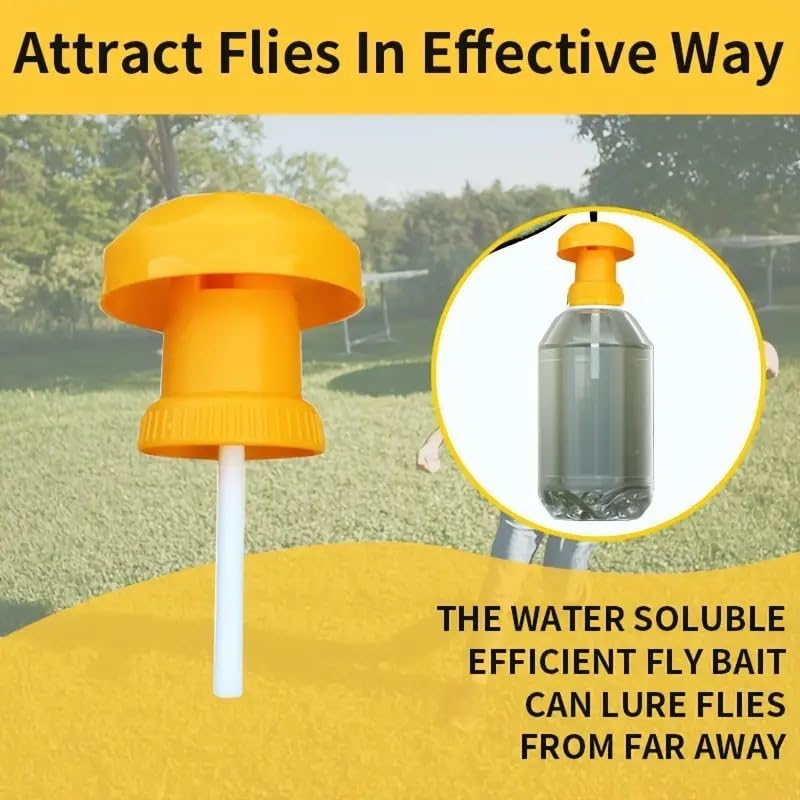 ZIBUYU Cap Dispensers for Fly Trap Attractant 4Pcs with Wick System and Hanging Loop | Reusable Plastic Outdoor Fly Control