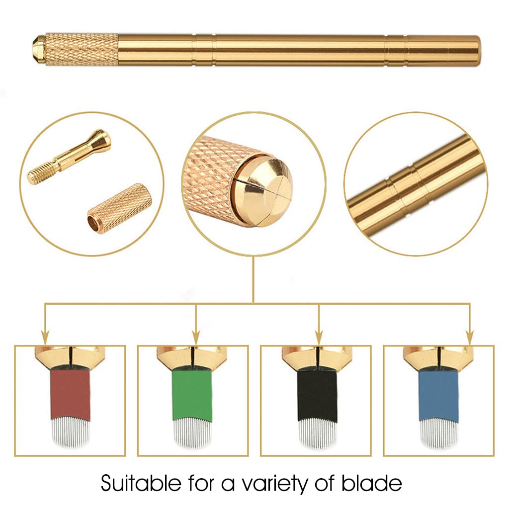 MAYCREATE Microblading Eyebrow Pen Kit with 10 Needles and Lock Pin Device for Practice | 3D Silicone Skin and Black Pigment Ink